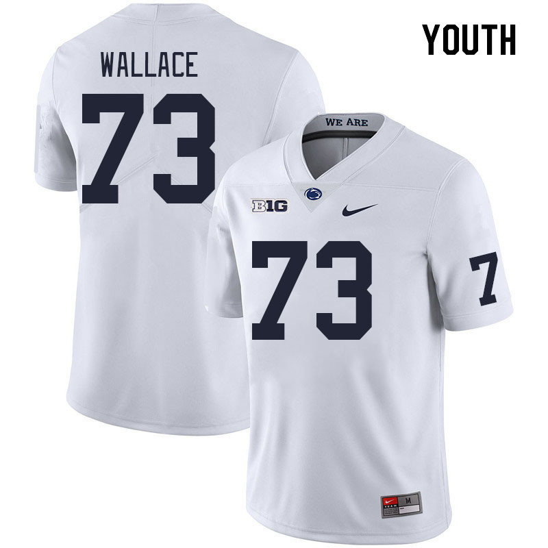 Youth #73 Caedan Wallace Penn State Nittany Lions College Football Jerseys Stitched Sale-White - Click Image to Close